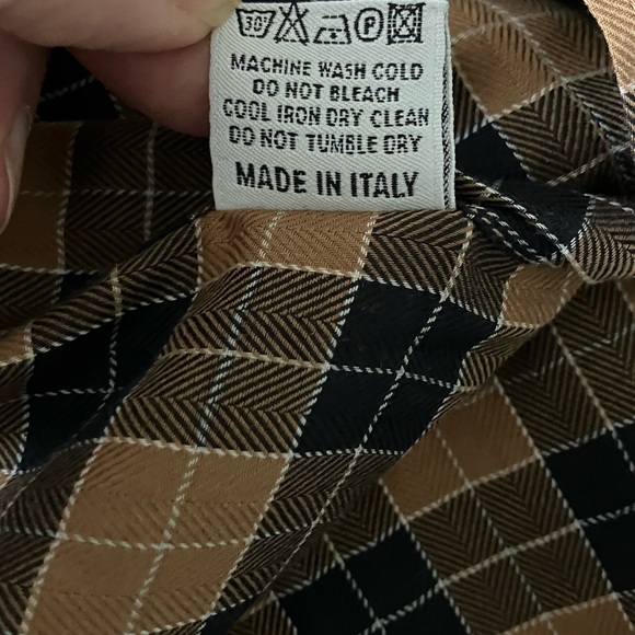 Canali Sportswear Shirt Mens XL Brown Plaid 100% Cotton Button Down Made Italy - Picture 9 of 14